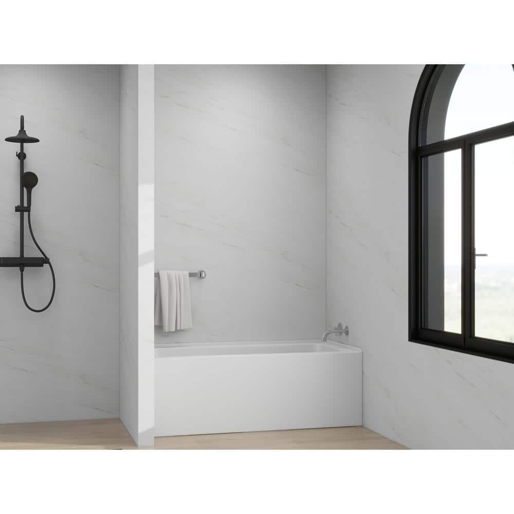 Pure White Acrylic Alcove Skirt Soaking Bathtub with Right Drain