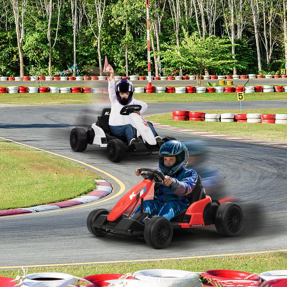 Red 24V Electric Go-Kart with Helmet and Pads Set