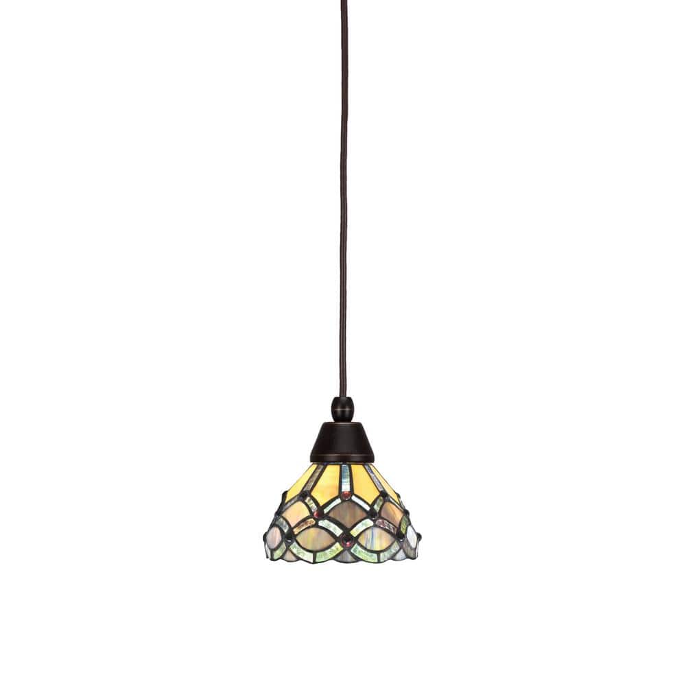 Bryson 7 in. 1-Light Dark Granite Cord Pendant Light with 7 in. Grand Merlo