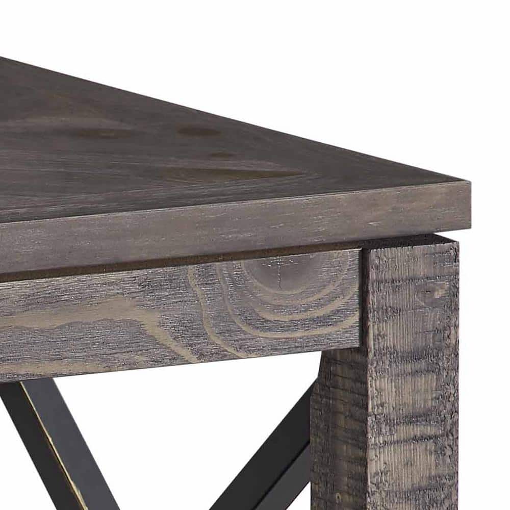 Dexter Distressed Driftwood Square End Table with Storage