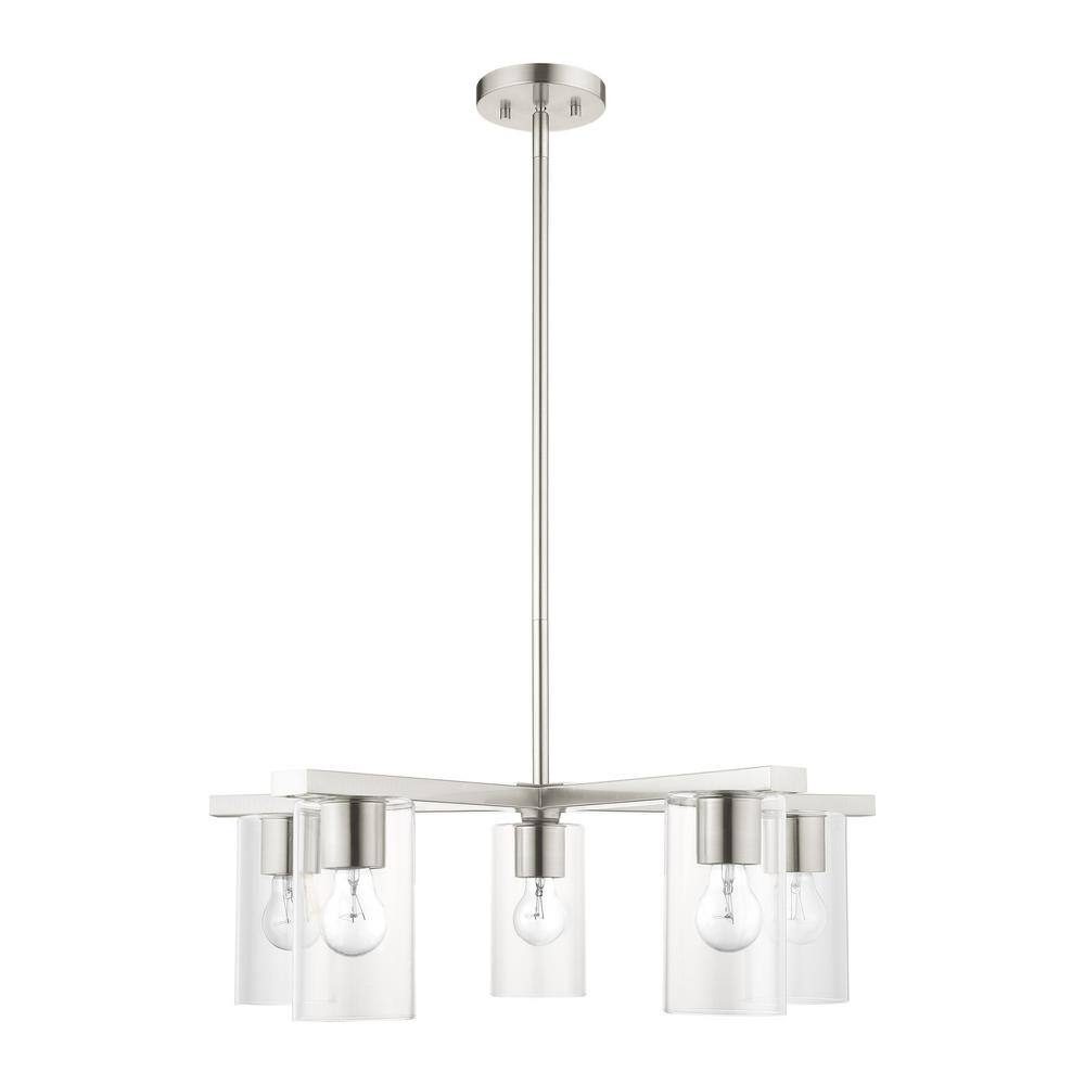 Zurich 26" Brushed Nickel and Crystal 5-Light Chandelier