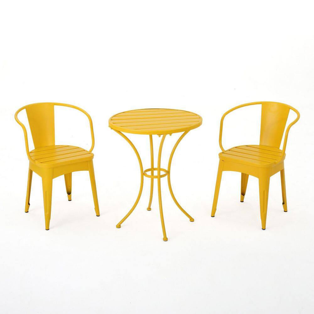 Anky Yellow 3-Piece Metal Round 30 in. H Outdoor Bistro Set price history on PriceWatchPro