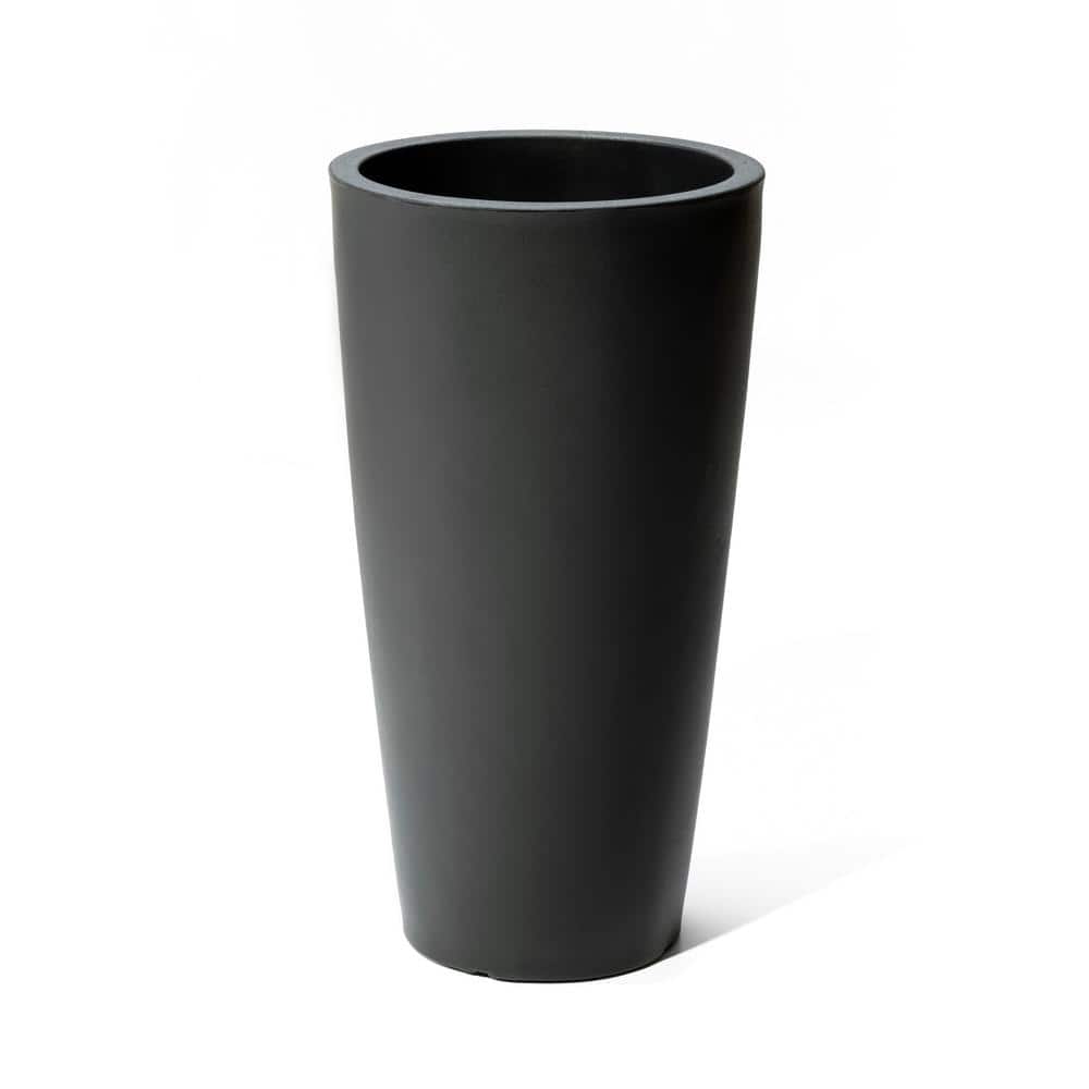 Tall Onyx Black Resin Round Indoor/Outdoor Planter