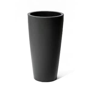 14.87 in. L x 14.87 in. W x 28 in. H Tremont Tall Round Tapered Planter Onyx Black