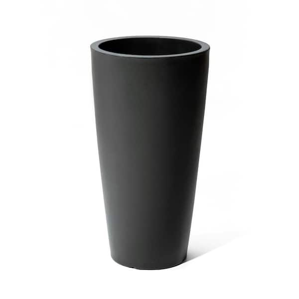 Step2 14.87 in. L x 14.87 in. W x 28 in. H Tremont Tall Round Tapered Planter Onyx Black