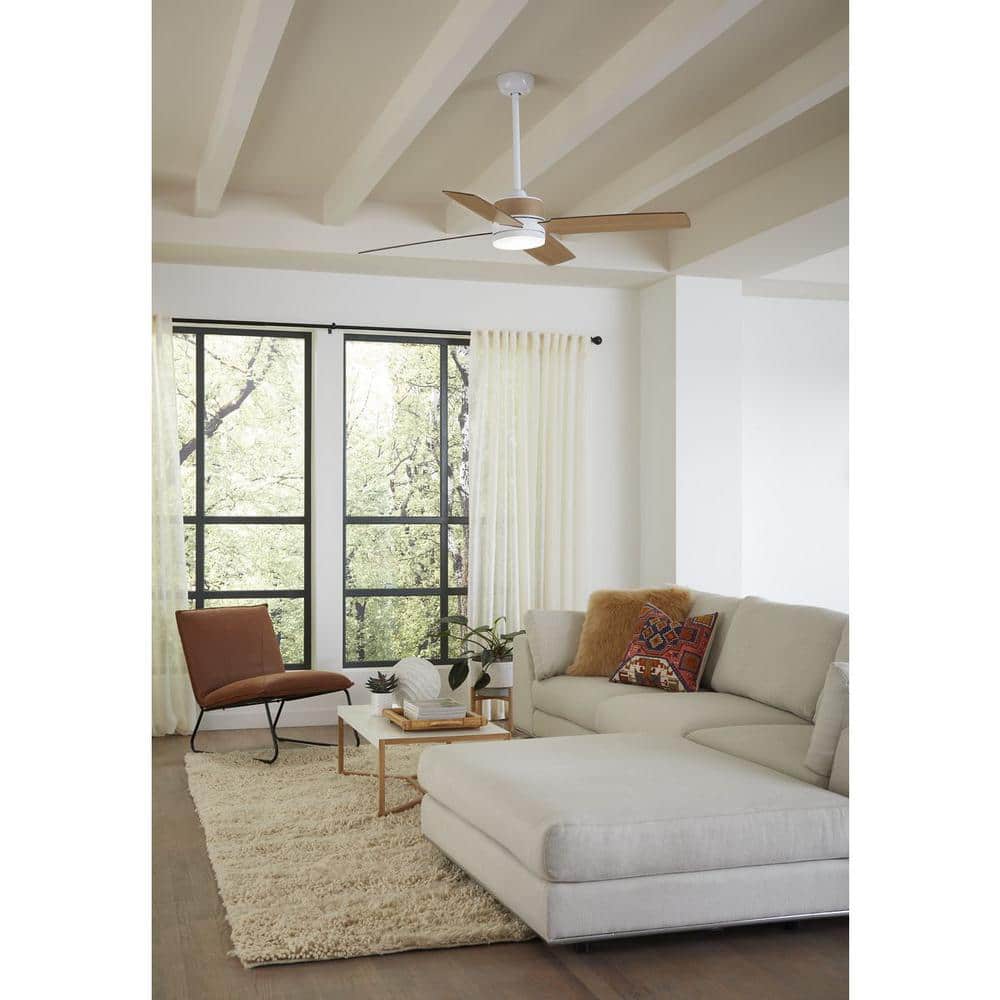 Shaffer II 56" Satin White LED Ceiling Fan with Jute Rope