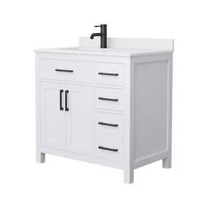Beckett 36 in. W x 22 in. D x 35 in. H Single Sink Bathroom Vanity in White with White Cultured Marble Top