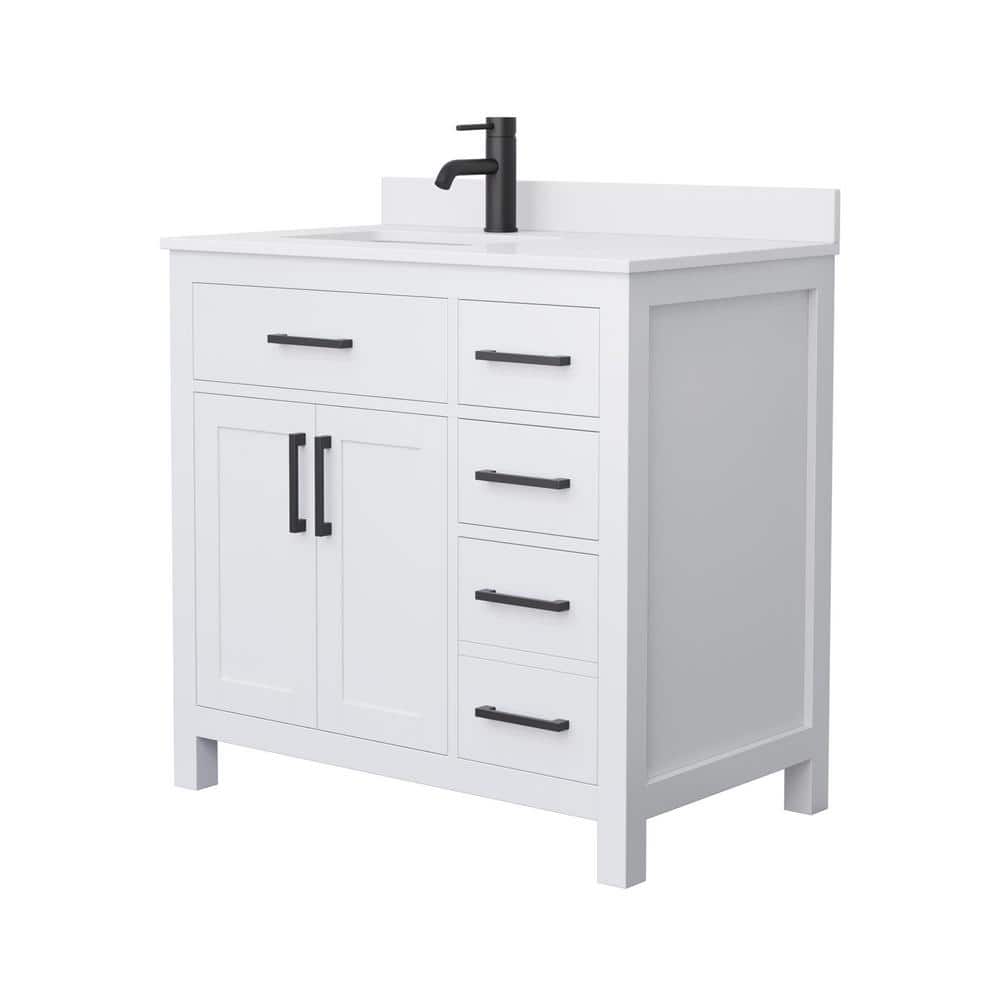 Beckett 36" White Freestanding Single Bathroom Vanity with Marble Top