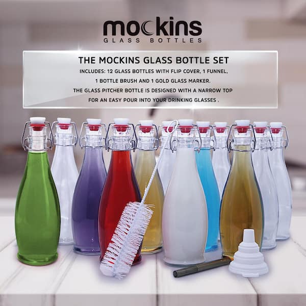 Mockins Set of 617 Oz Glass Bottle Set with Swing Top Stoppers
