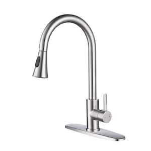 Single Handle Pull Down Sprayer Kitchen Faucet with Advanced Spray Stainless Steel Kitchen Sink Faucet in Brushed Nickel