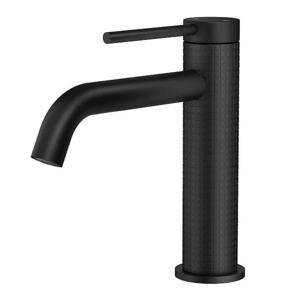 FLG Single Handle Single Hole Bathroom Faucet Brass Modern Bathroom Sink Vanity Taps in Matte ...