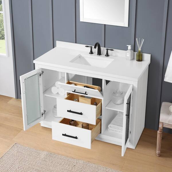 Greeley Contemporary 48 Wood Single Sink Bathroom Vanity with Carrera  Marble Top by Christopher Knight Home - On Sale - Bed Bath & Beyond -  25716175