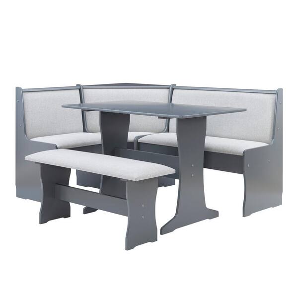 Two Tone Grey Corner Table Breakfast Nook Set With Storage – LOOMLAN