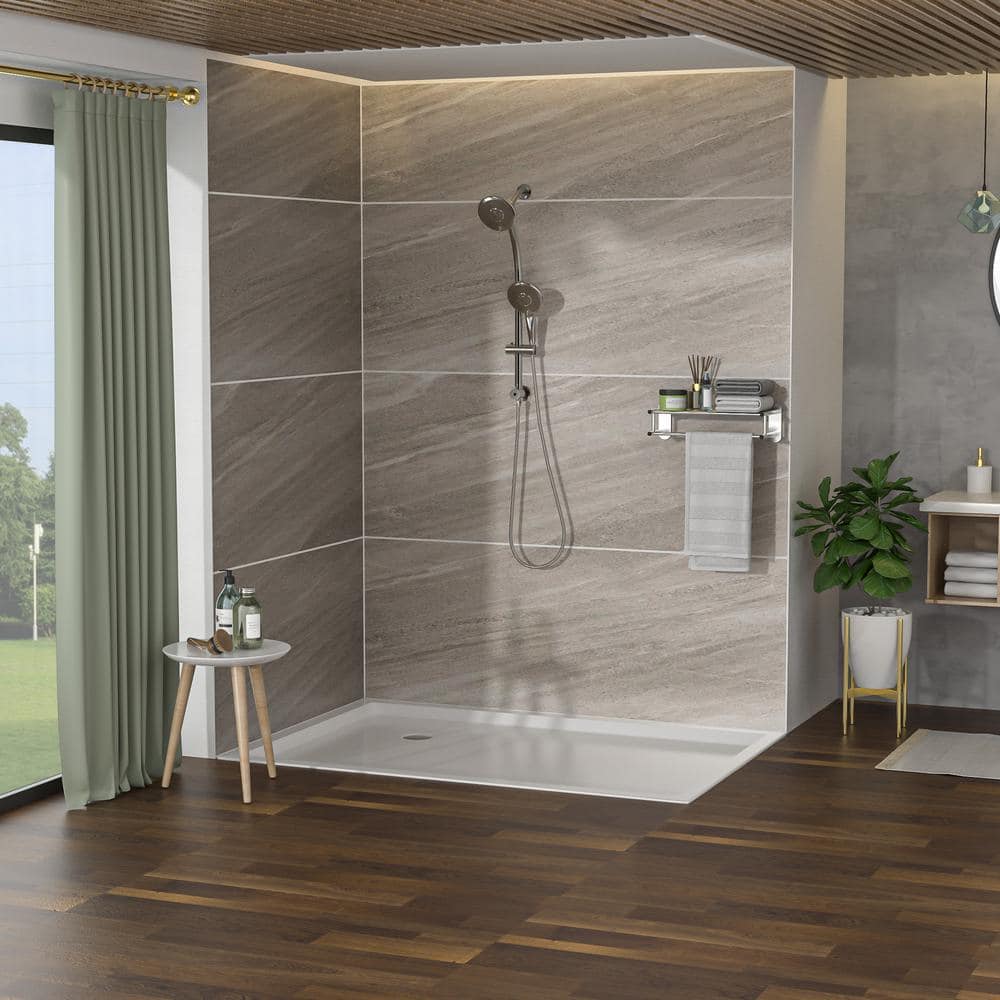 Brushed Nickel Dual Rain Shower Head with Handheld