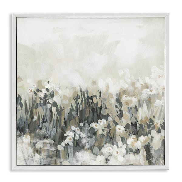 Grey & Beige Landscape by June Erica Vess White Framed Abstract Giclee Art Print 12 in. x 12 in.