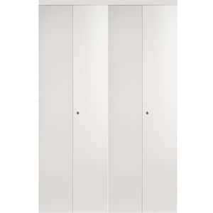 84 in. x 80 in. Smooth Flush Solid Core White MDF Interior Closet Bi-Fold Door with Matching Trim