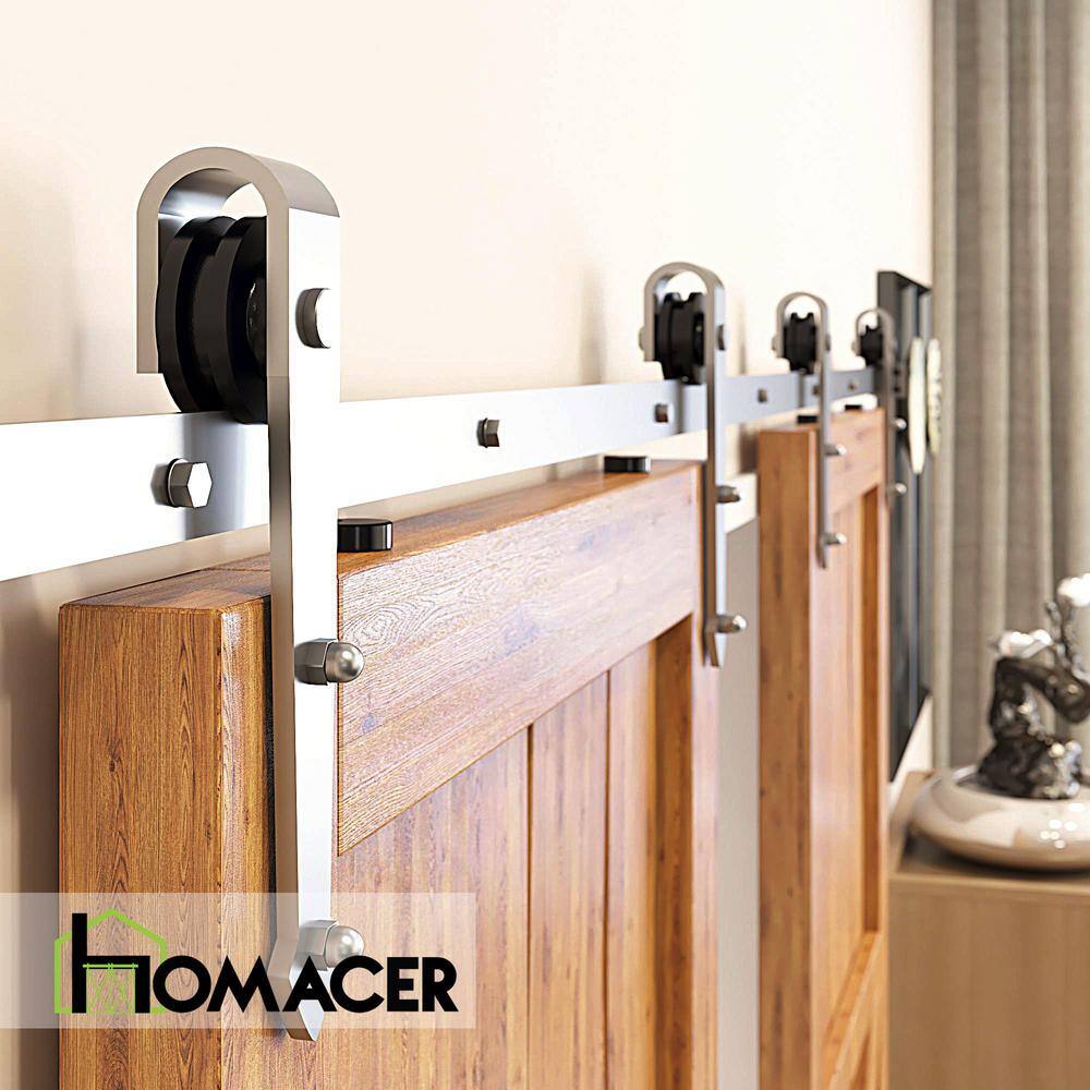 Brushed Nickel Double Barn Door Hardware Kit with Arrow Design