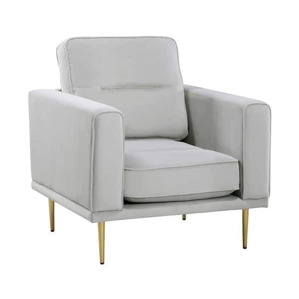 Lazzara Armando Gray Velvet Arm Chair