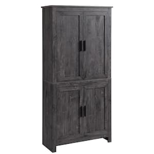 Grey 64 in. Kitchen Pantry Freestanding Storage Cabinet with 3-Adjustable Shelves for Kitchen Dining or Living Room