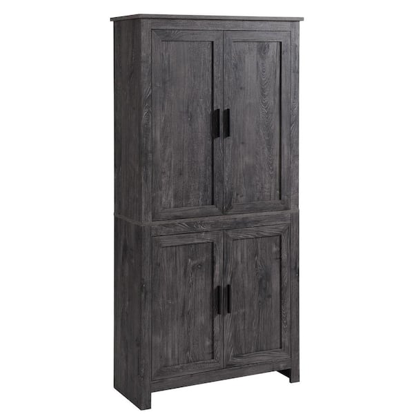 Homcom Grey 64 In Kitchen Pantry, Home Depot Kitchen Storage Cabinets Free Standing