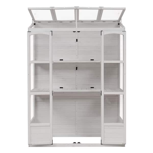 78 in. Wood Walk-in Outdoor Greenhouse, Cold Frame Portable Greenhouse, White