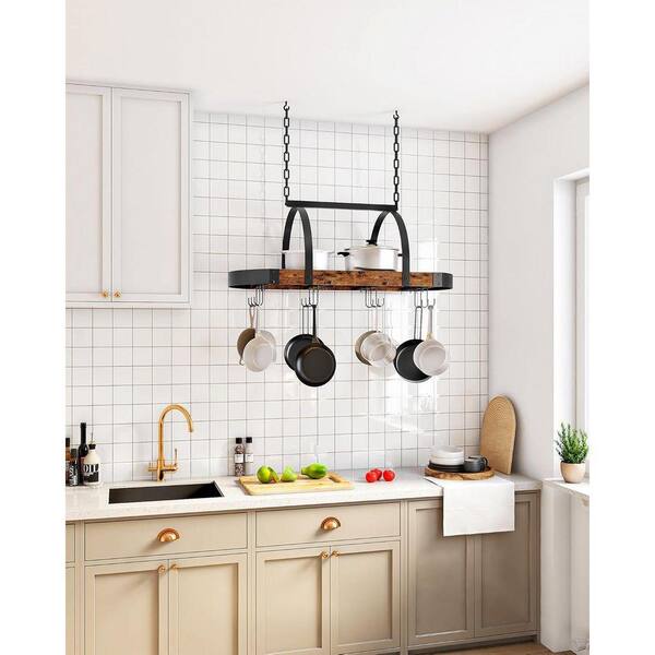thumbnail image 2 of Sorbus Wall Mounted Pot Rack – Stainless Steel – 24.5in – Includes 10 Hooks & Hardware 2 of 6