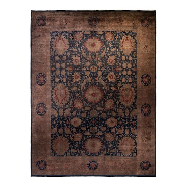 Overdyed Navy 12 ft. x 15 ft. Solid Wool Indoor Area Rug