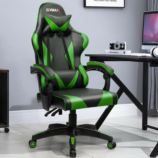 Merax Ergonomic Racing Style PU Leather Gaming Chair for Home and Office Green 