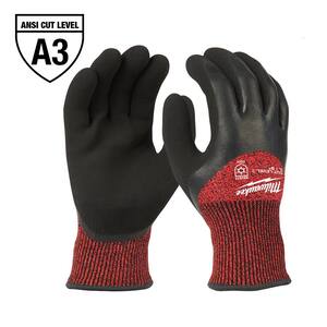 Medium Red Latex Level 3 Cut Resistant Insulated Winter Dipped Work Gloves