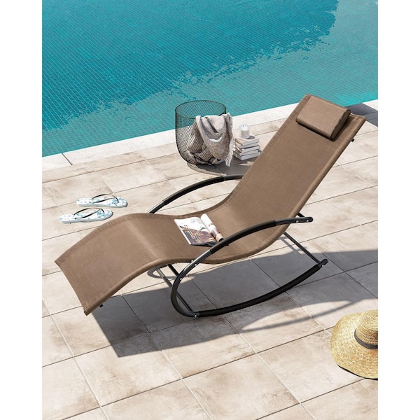 Crestlive Products Metal Outdoor Rocking Chair in Brown