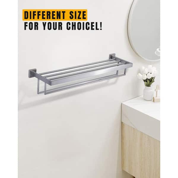 32 in. Square Single Towel Rack Holders Wall Mounted in Brushed Nickel