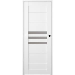 Dome 30 in. x 83,25 in. Left-Hand Frosted Glass Bianco Noble Solid Core Wood Composite Single Prehung Interior Door