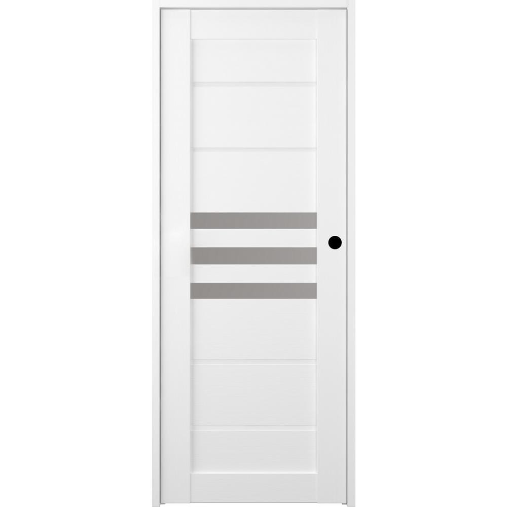Dome 36 in. x 83,25 in. Left-Hand Frosted Glass Bianco Noble Solid Core Wood Composite Single Prehung Interior Door price history on PriceWatchPro