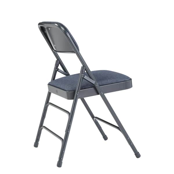 National Public Seating 2304 Blue Fabric Padded Seat Stackable Folding Chair (Set of 4) - 2