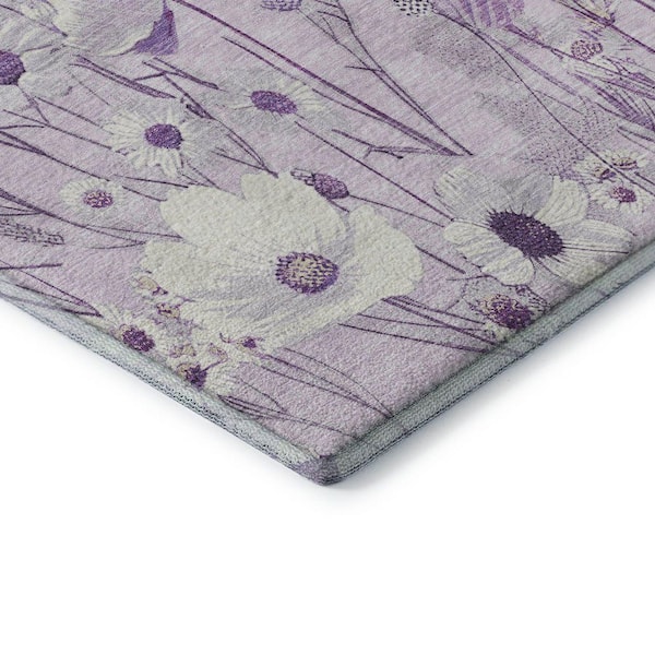 Mayfield Premium Machine Washable Abstract AMF1500 Lavender 3 ft. x 5 ft. Area Rug