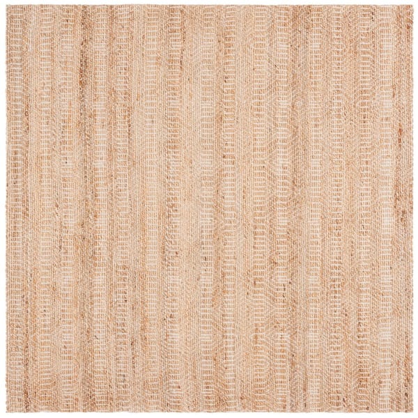 Natural Fiber 7 ft. x 7 ft. Natural/Ivory Trellis Geometric Square Area Rug