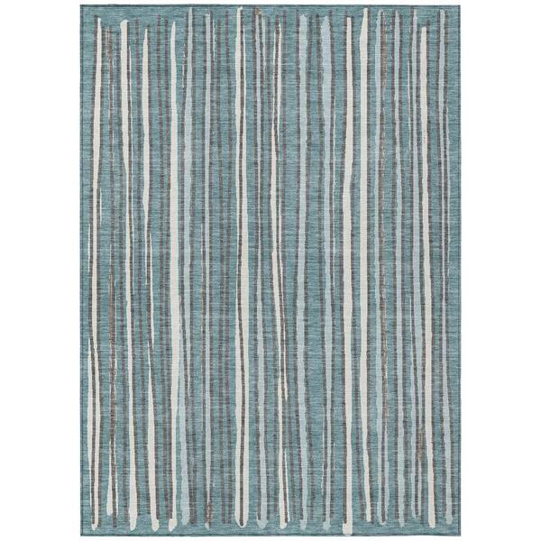 Chantille Machine Washable Indoor/Outdoor Abstract ACN3045 Teal 5 ft. x 7 ft. 6 in. Area Rug