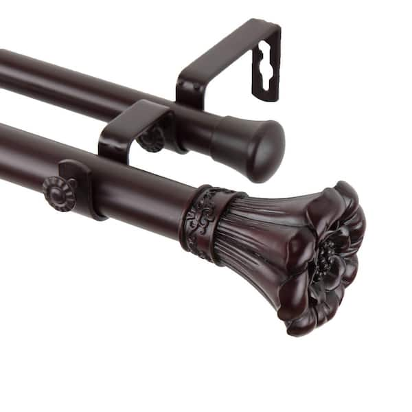 Rod Desyne 48 in. - 84 in. 1 in. Blossom Double Curtain Rod Set in