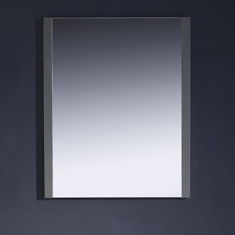Sleek 25.5" x 31.5" Modern Gray Wood Frameless Bathroom Vanity Mirror