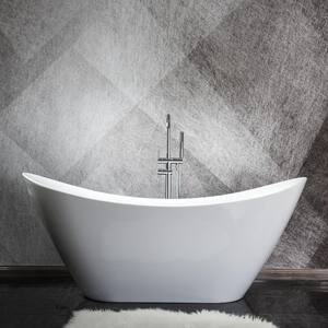 63 in. Contemporary Design Acrylic Soaking SPA Tub Non-Whirlpool Freestanding Bathtub in White