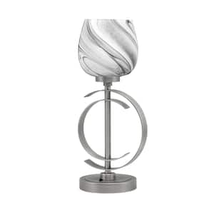 Savanna 17.25 in. Graphite Accent Table Lamp with Onyx Swirl Glass Shade