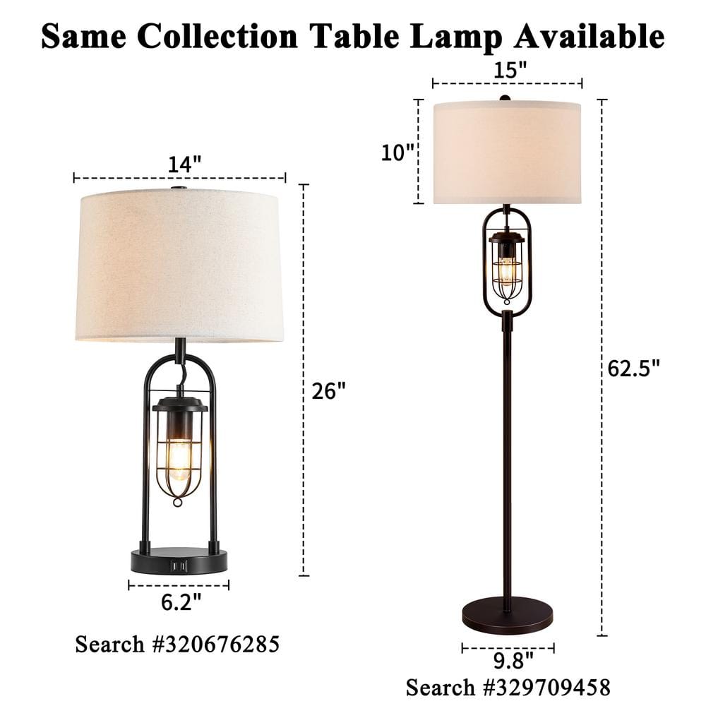 62.5" Bronze Arc Floor Lamp with Lantern Night Light