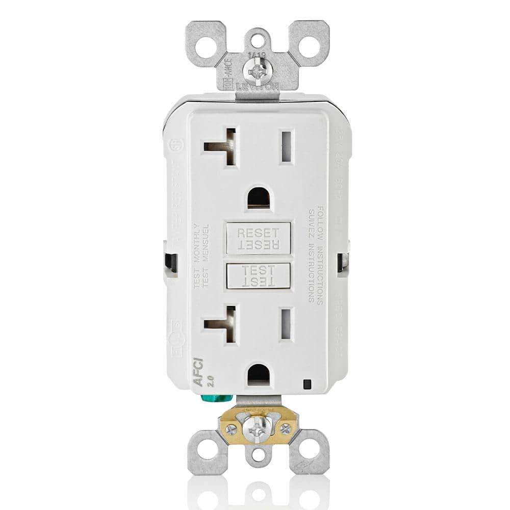 White Thermoplastic Tamper-Resistant AFCI Outlet with Wall Plate