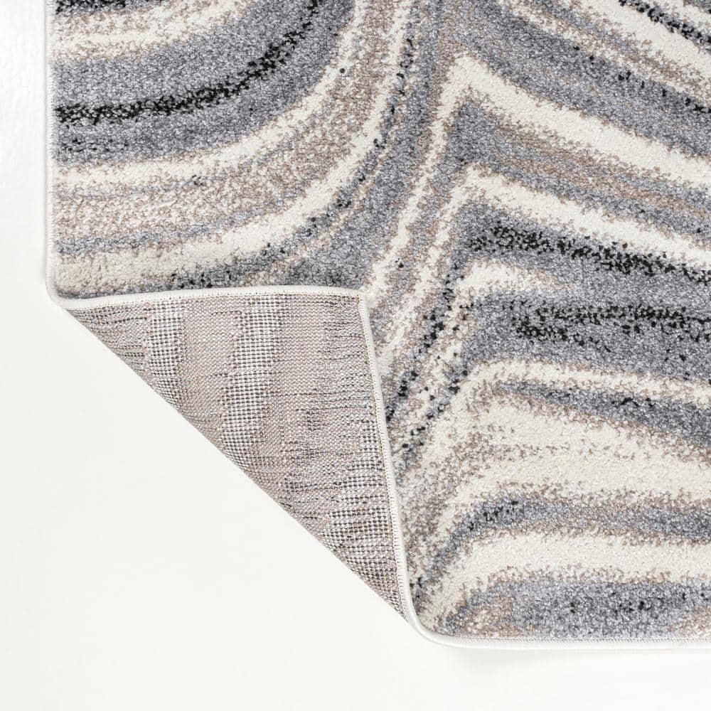Eleni Charcoal and Cream Abstract Marble 3 x 5 Synthetic Area Rug