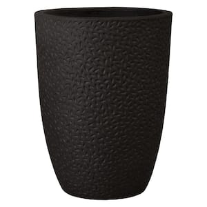 19 in. L x 25.5 in. H Matte Black Ceramic Round Planter with High-fire Treatment