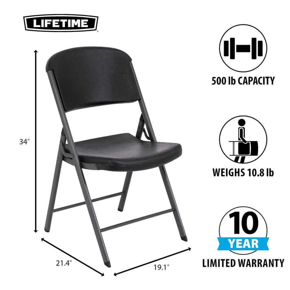 Lifetime Black Commercial Grade Folding Chairs, 4 Pack