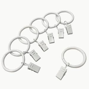 White Metal Curtain Rings with Clips (Set of 7)