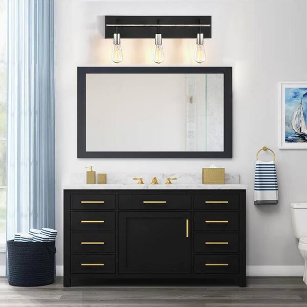 brushed nickel and black vanity light