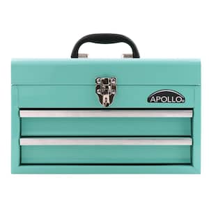 14 in. Green 2-Drawer Hand Tool Box