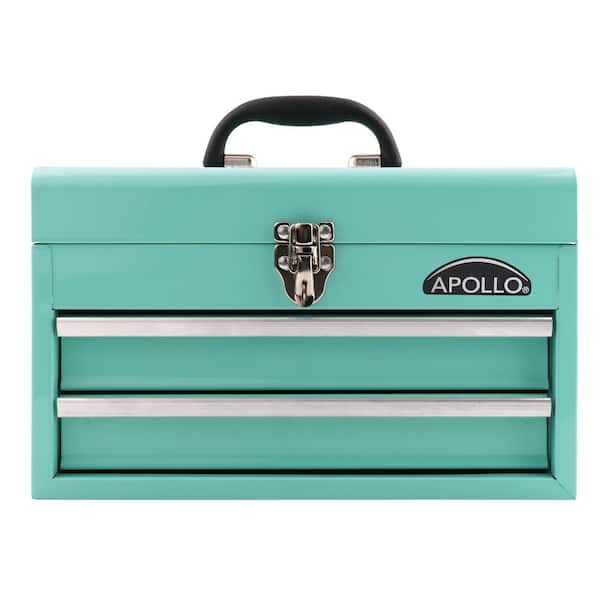 Apollo 14 in. Green 2-Drawer Hand Tool Box